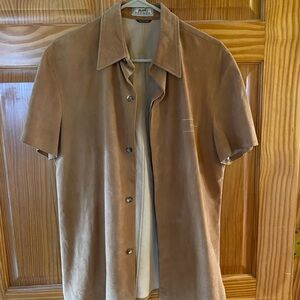 Hermes deerskin Men's Tan Suede Dress Shirt